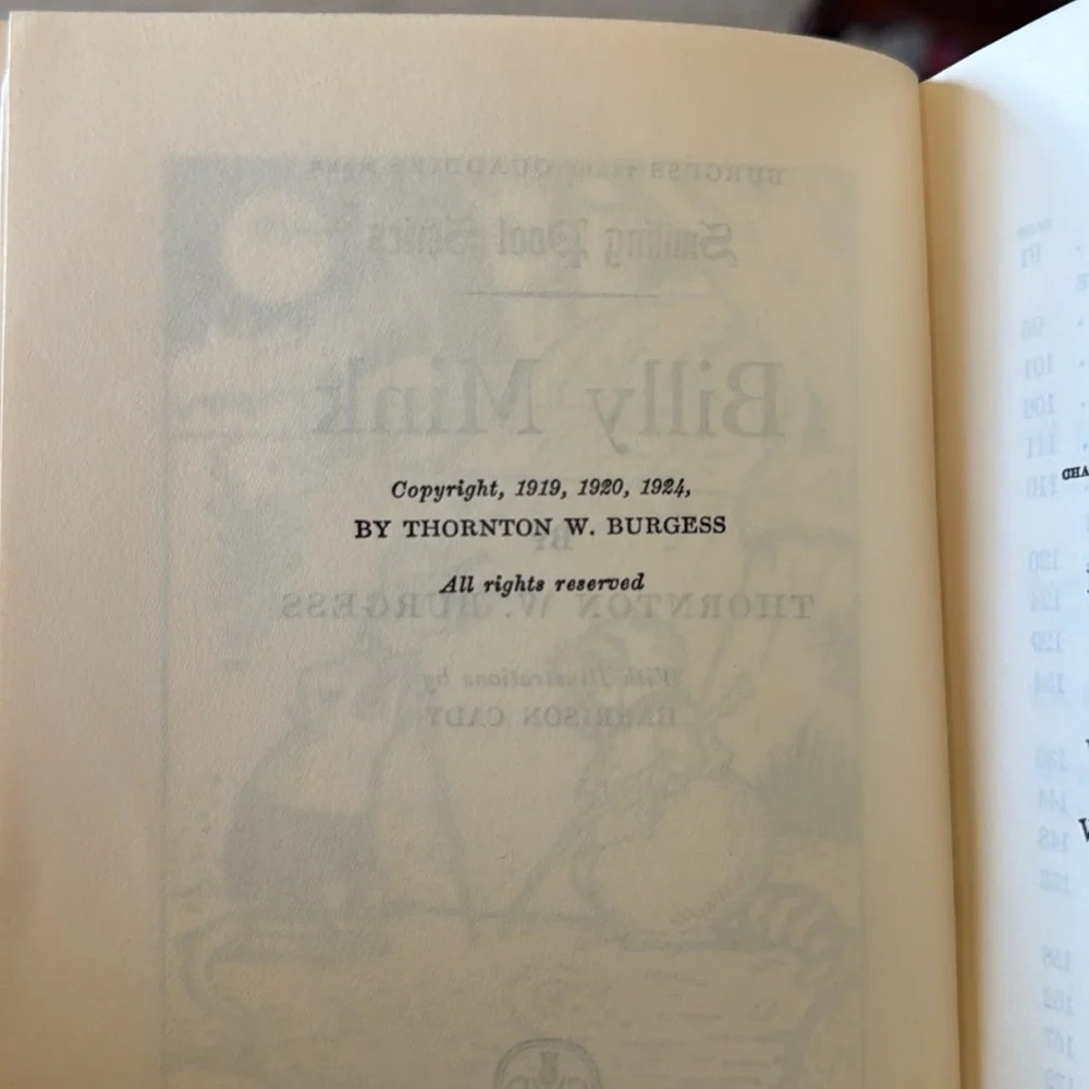 Billy Mink - Smiling Pool Series by Thornton Burgess 1924 Hardcover Book Vintage - Picture 5 of 7